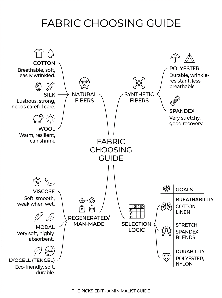Illustration: how to choose fabrics — a practical guide to 16 common materials